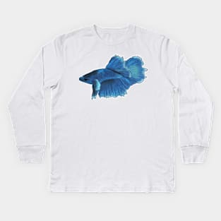 Blue Betta Fish Kids Long Sleeve T-Shirt